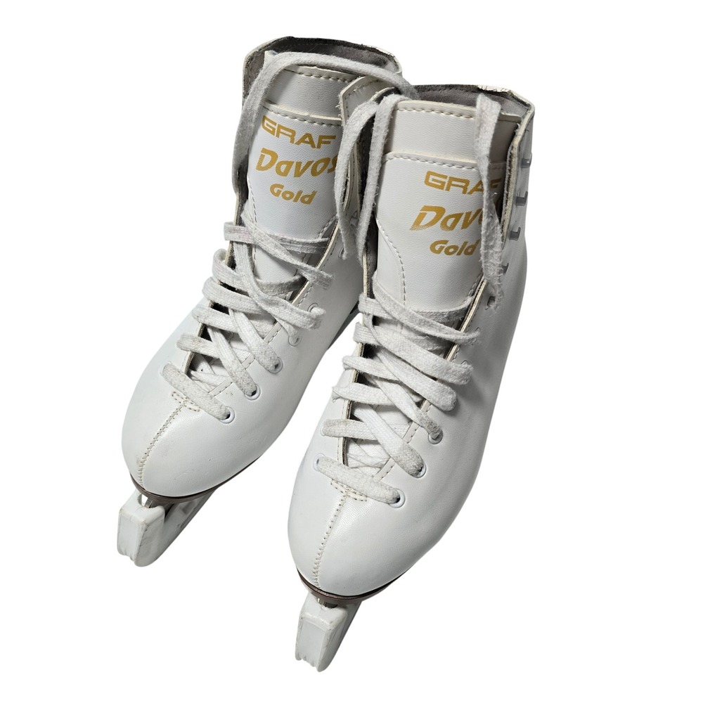 Graf Davos White Figure Skates Women Size 7.5 With Blade Guards EU 37/38